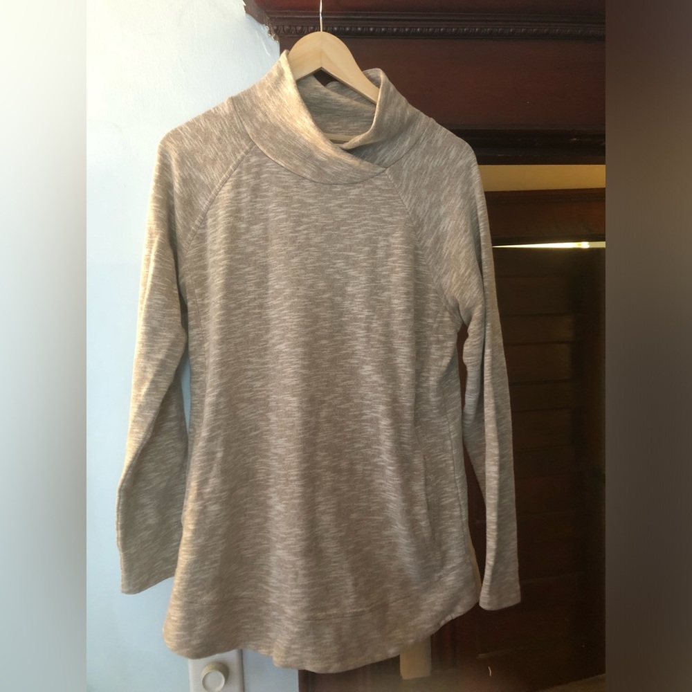Prana Women’s Light Tan Heather Turtleneck Sweater
